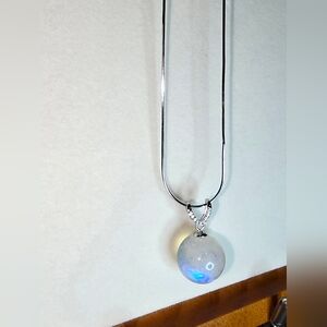 Moonstone Crystal and Sterling Silver Necklace